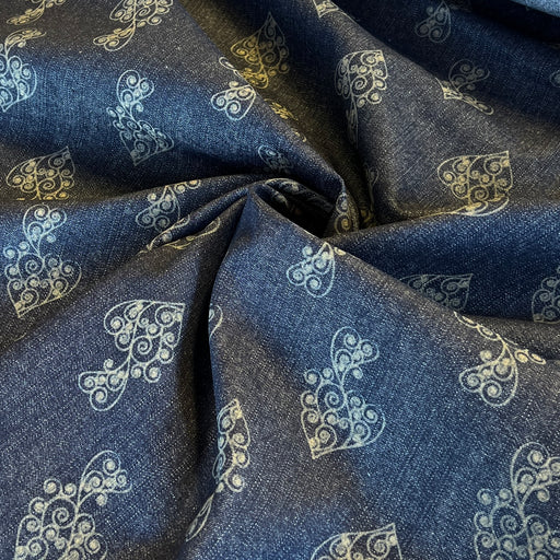 Valentine's Crest - Custom Laser Etched Denim - Medium Weight Dark Indigo