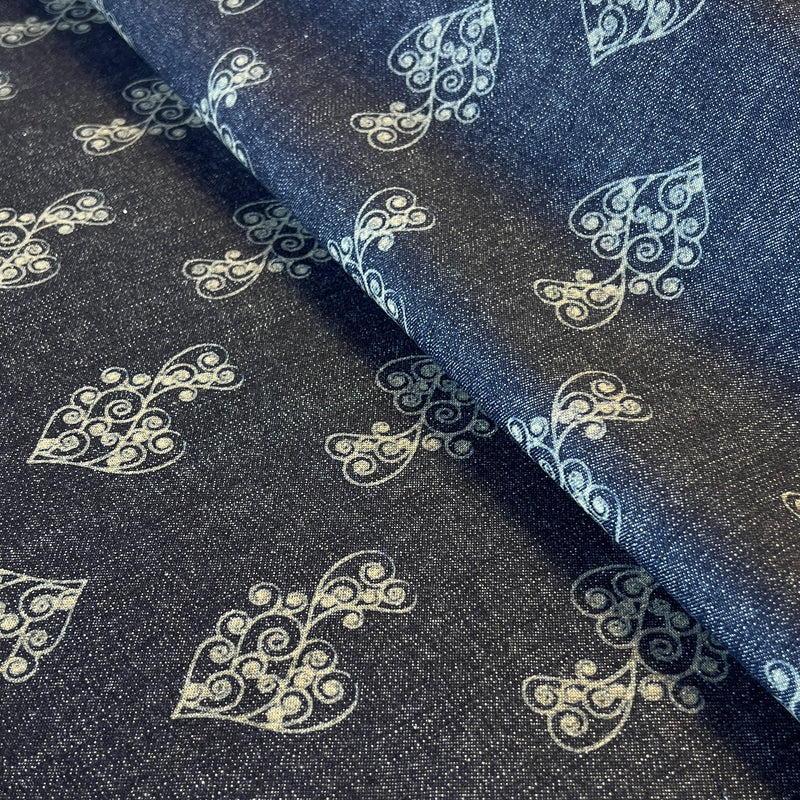 Valentine's Crest - Custom Laser Etched Denim - Medium Weight Dark Indigo | SKU 7913