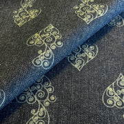 Valentine's Crest - Custom Laser Etched Denim - Medium Weight Dark Indigo | SKU 7913
