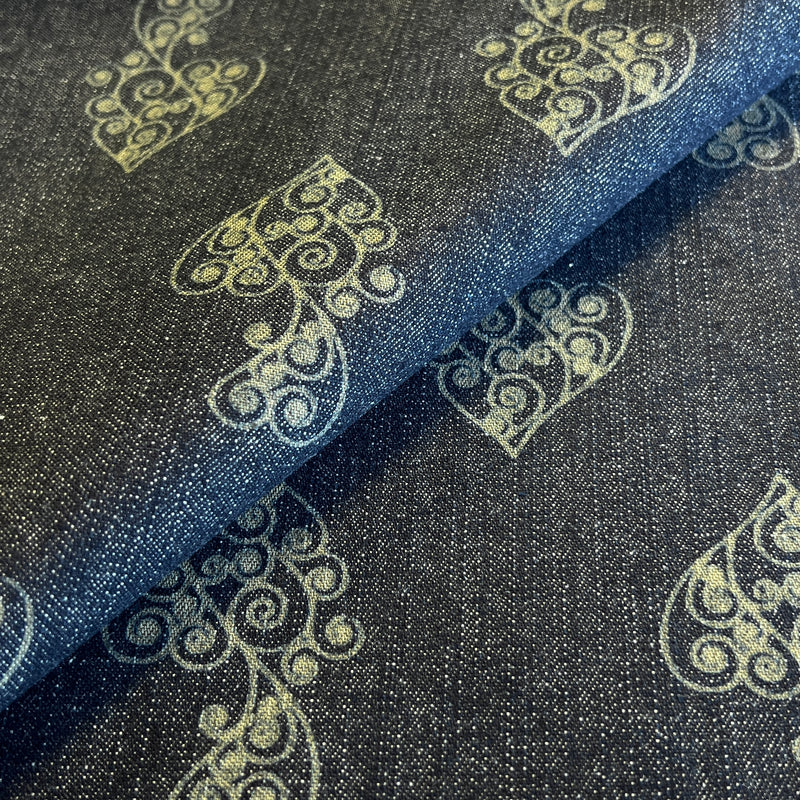 Valentine's Crest - Custom Laser Etched Denim - Medium Weight Dark Indigo | SKU 7913