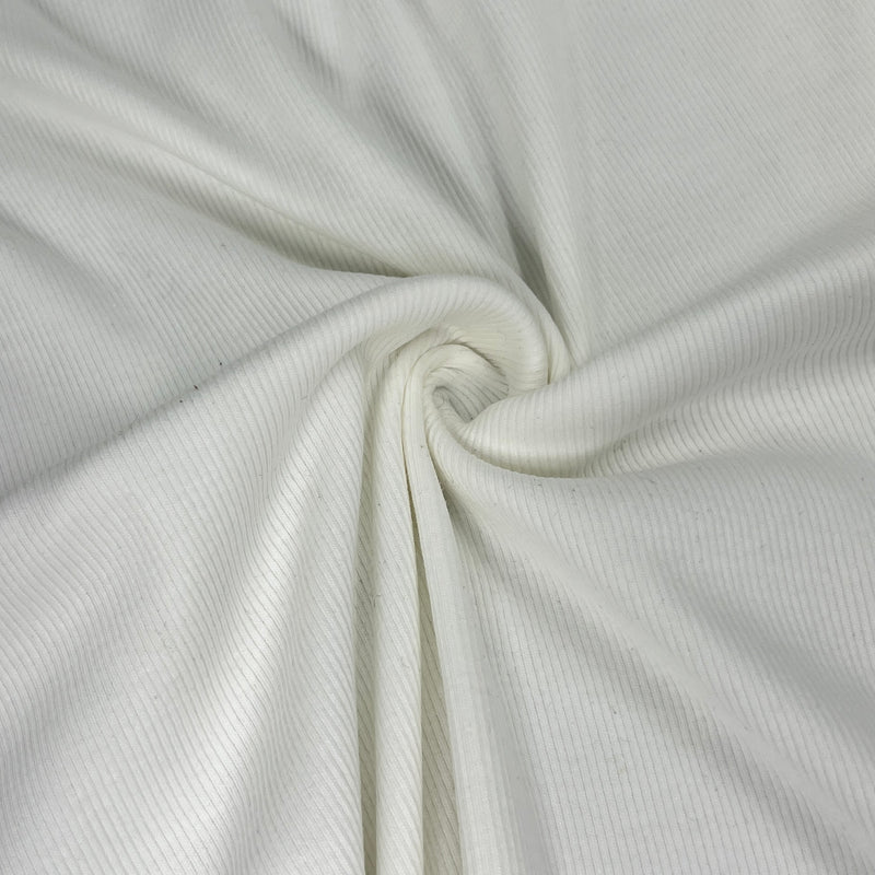 White Cotton Rib Knit - 2x2, 20" Tubular, 100% Cotton - 72" Remnants