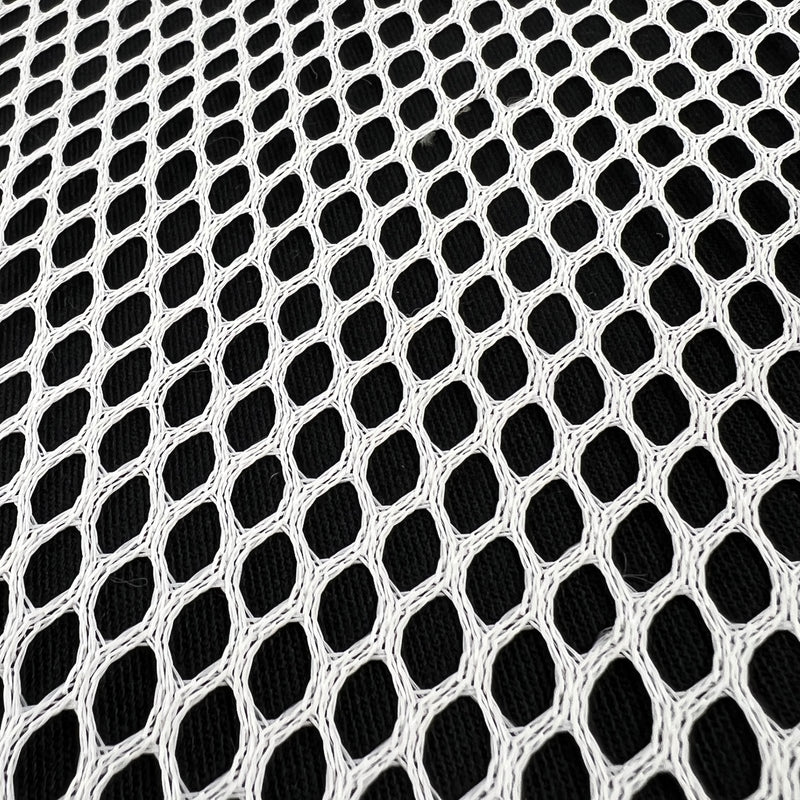 White Football Mesh | SKU 7781 #S106 Contrasted Against Black Background
