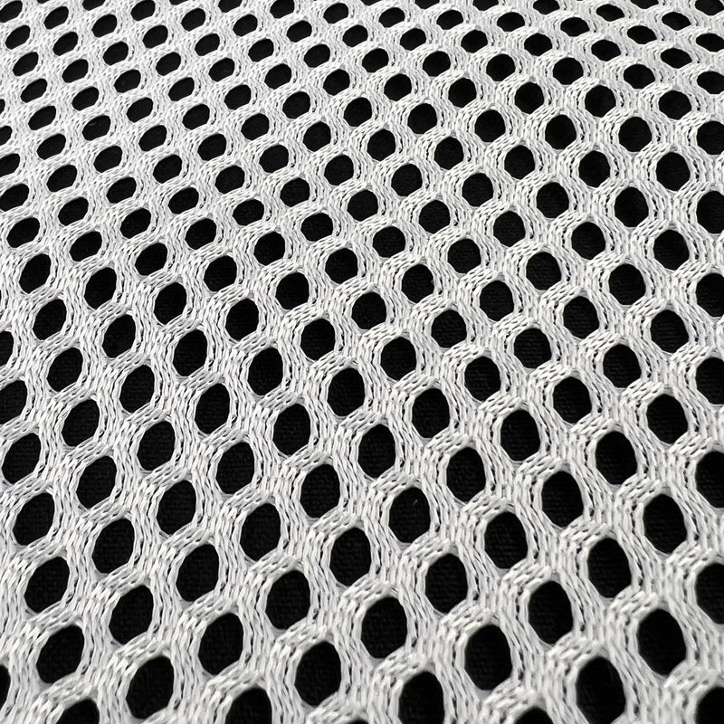 White Football Mesh | SKU 7781 #S107 Contrasted Against Black Background