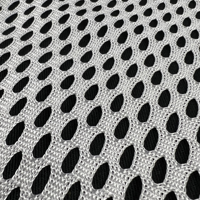 White Football Mesh | SKU 7781 #S109 Contrasted Against Black Background