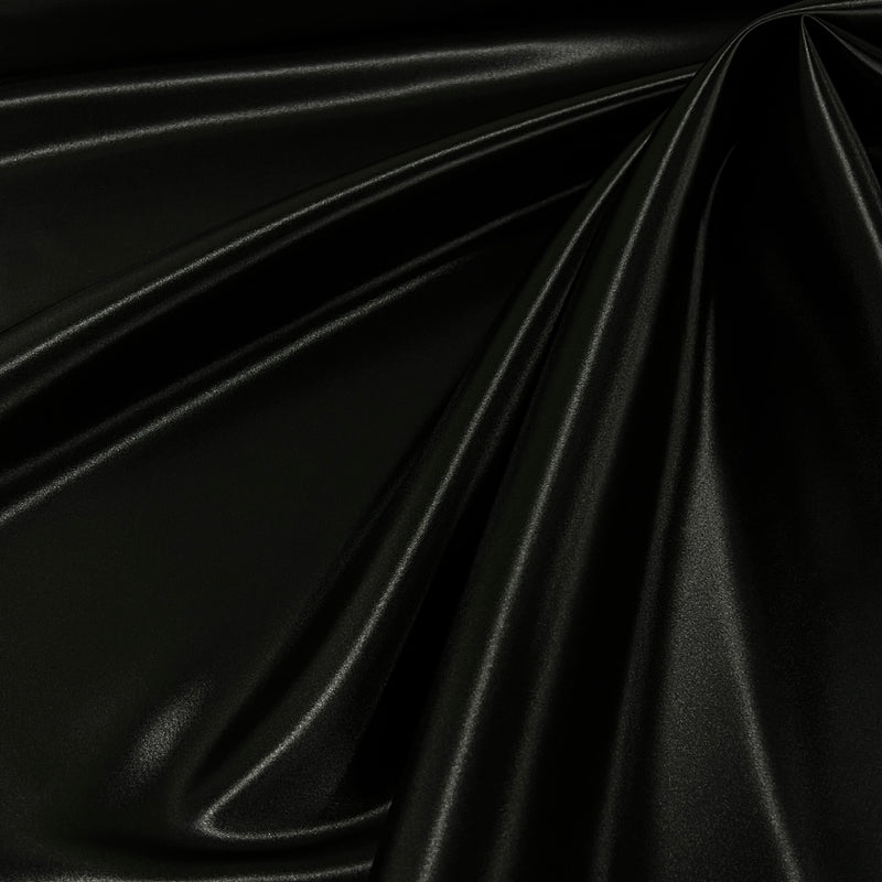 Black Bridal Satin - 160GSM, 100% Polyester, 60" Wide - SKU 8204B #S59