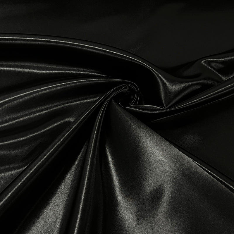 Black Bridal Satin - 160GSM, 100% Polyester, 60" Wide - SKU 8204B #S59