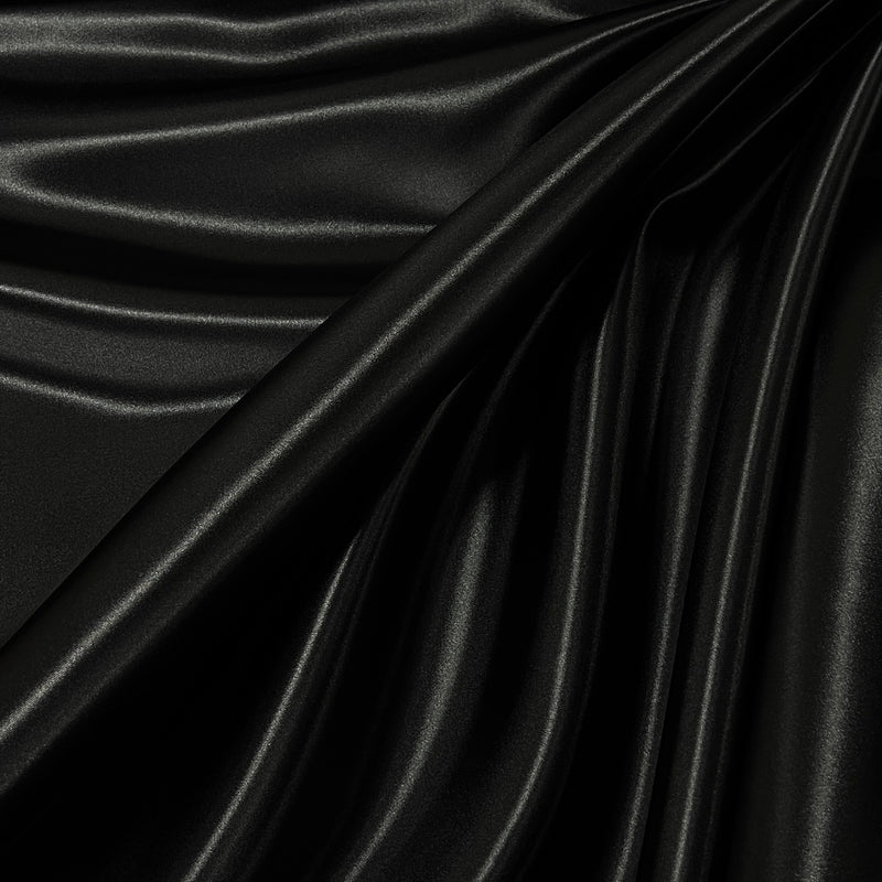 Black Bridal Satin - 160GSM, 100% Polyester, 60" Wide - SKU 8204B #S59