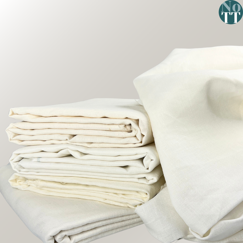 2-Yards Upholstery Weight Linen Slub Weaves - White & Natural
