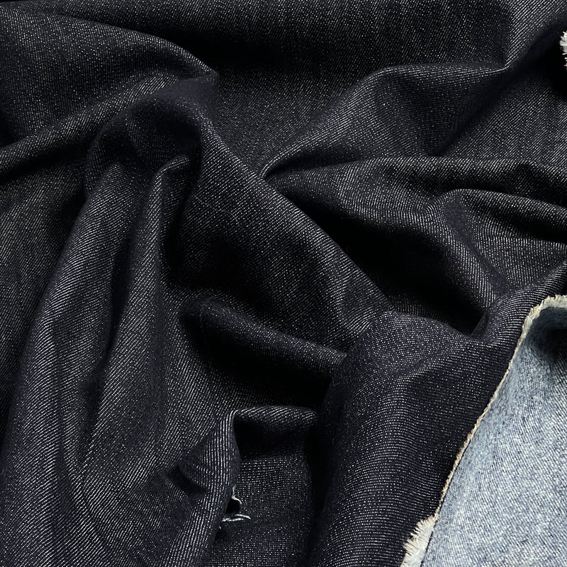 Dark Indigo Brushed-Back Denim - 10oz, Cotton/Polyester, 63" Wide - 8179 #U145