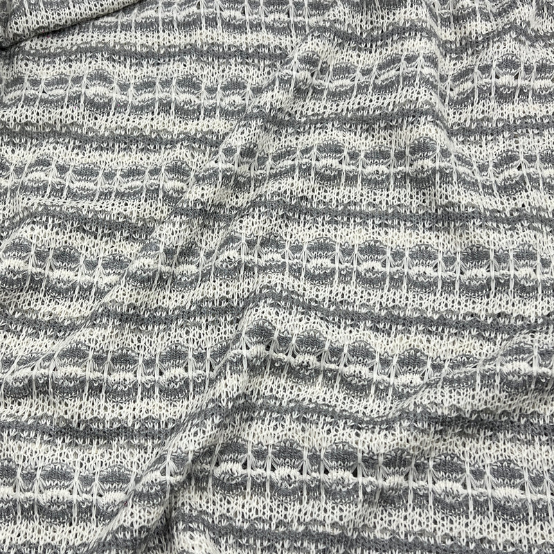 Grey Drop-Stitch Eyelette Sweater Knit - 100" Remnant