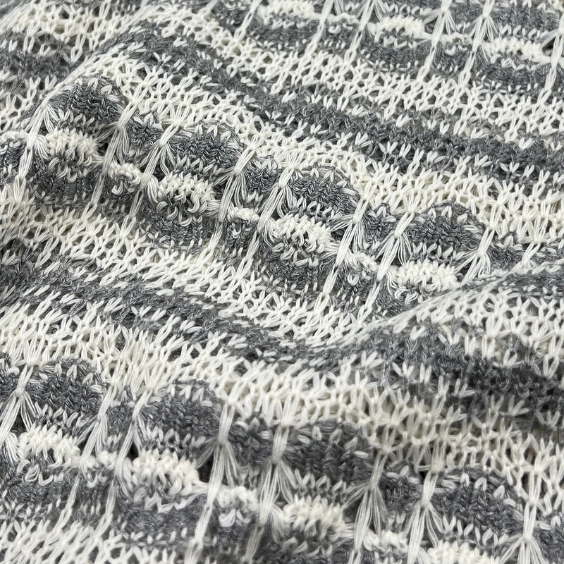 Grey Drop-Stitch Eyelette Sweater Knit - 100" Remnant