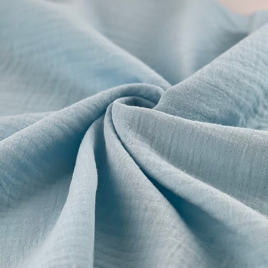 100% Cotton Double Gauze Fabric Light Blue, by the yard