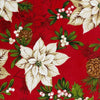 Pine & Poinsettias - Red | Print Poly/Cotton Shirting - SKU 7634 #U17 FLAT