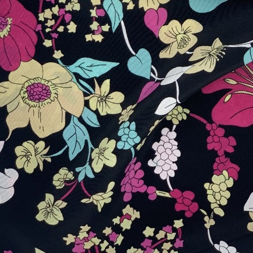 Evening Bloom Flower Print Koshibo Woven Fabric - SKU 3277