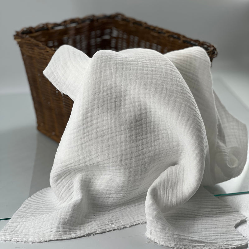 Double Face 100% Cotton Gauze - White | 5924A #S96