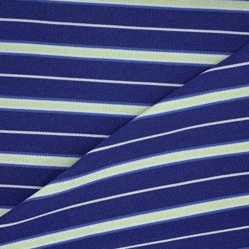 Royal/Lime Pique Yarn Dye Stripe Knit Fabric - SKU 4086