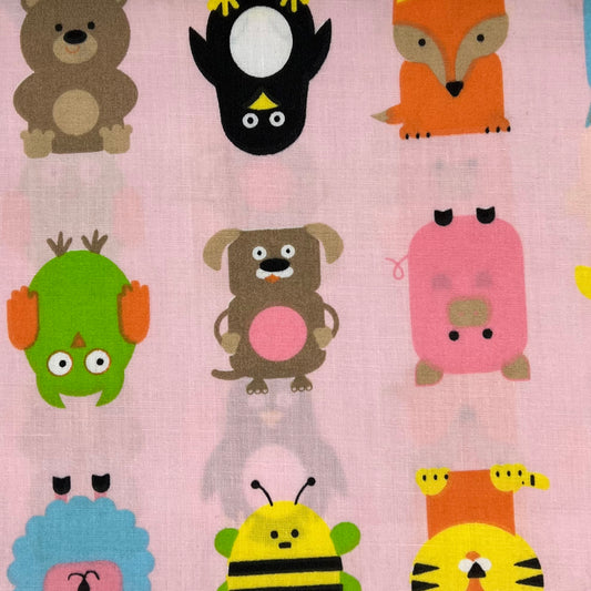 Pink | Cute Animals Easycare Print Woven - SKU 5824A #S19A