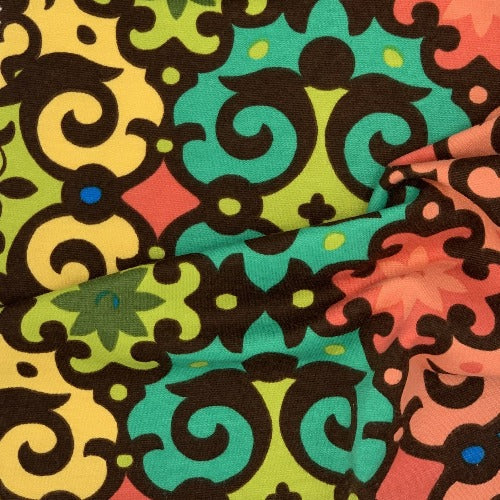 Ironwork Brown Ponte Print Double Knit Fabric - SKU 3017B