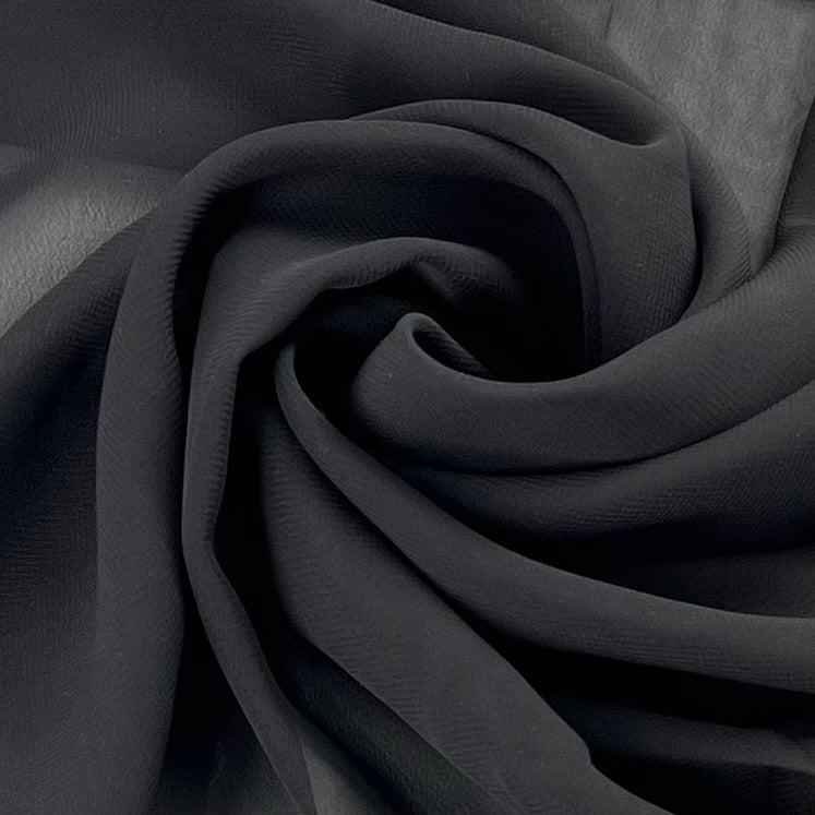 Polyester Chiffon Sheer Woven - Black | #U58