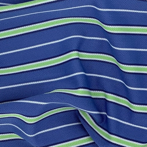 Coppen/Lime Pique Yarn Dye Stripe Knit Fabric - SKU 4086