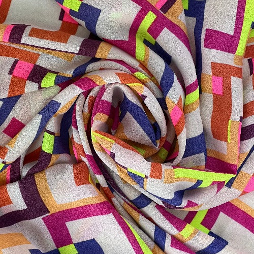 Pink #S148 Maze Print Dress Weight Woven Fabric - SKU 4575