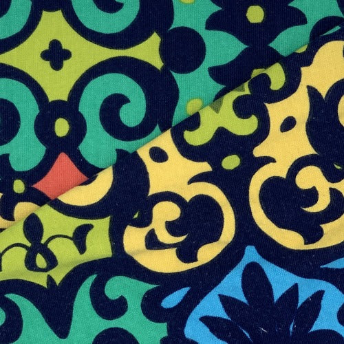 Ironwork Navy Ponte Print Double Knit Fabric - SKU 3017B