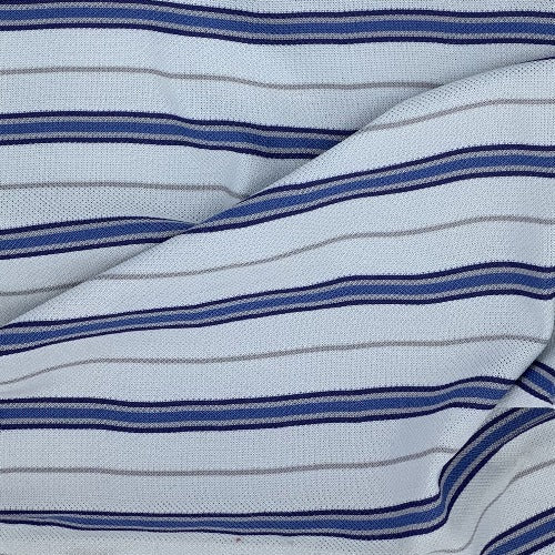 Pale Blue/Coppen Pique Yarn Dye Stripe Knit Fabric - SKU 4086