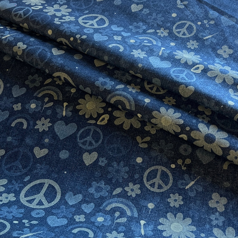 Retro Peace Motifs - Custom Laser Etched Stretch Denim - SKU 7913 #U3