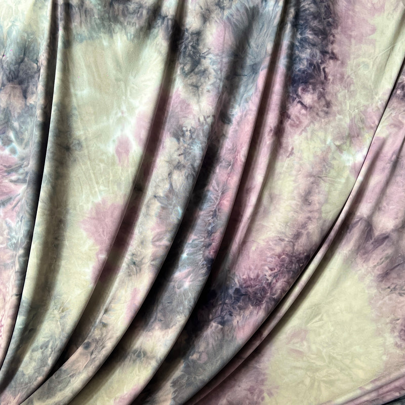 Lavender & Navy Tie Dye Double Brushed Jersey - Polyester/Lycra, 60" Wide - SKU 6945 #U128