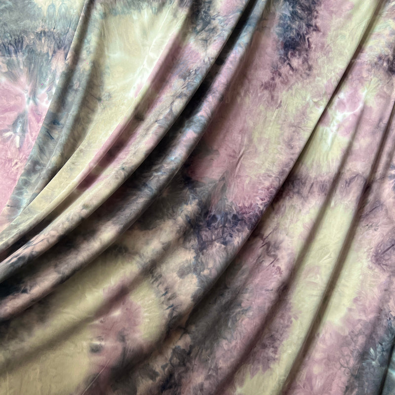 Lavender & Navy Tie Dye Double Brushed Jersey - Polyester/Lycra, 60" Wide - SKU 6945 #U128
