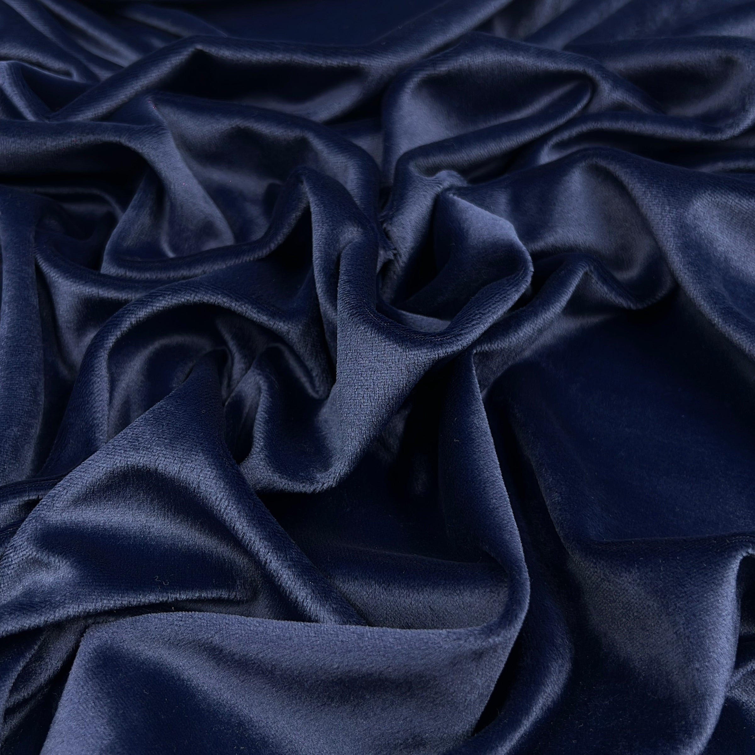 Navy Stretch Velour - 210GSM, Polyester, 60
