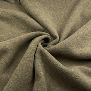 A close-up of textured fabric swirled in the center, showing a heathered olive green material with a fine woven pattern.
