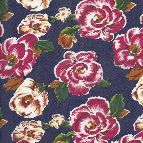 Navy #U160 Evening Floral Chiffon Print Woven Fabric - SKU 6173E