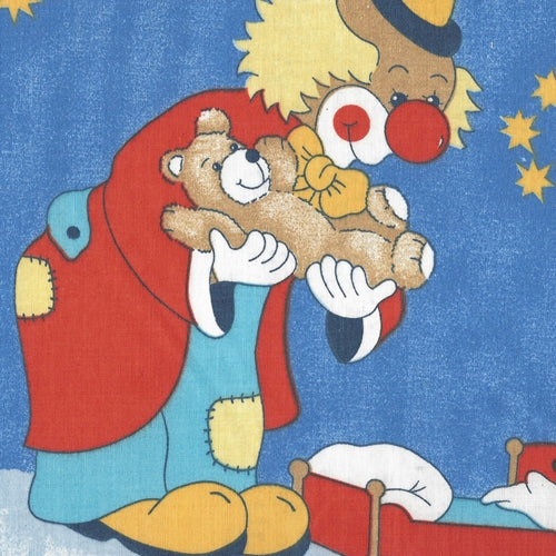 Blue #131 Clowns Poly/Cotton Print Woven Fabric