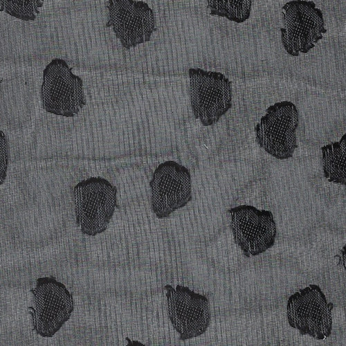 Black #S/A Embroidered Heart Sheer Woven Print Fabric - SKU 3276