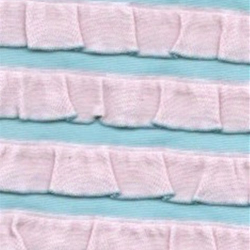 Pink Blue Stretch Girly Ruffle Knit Fabric