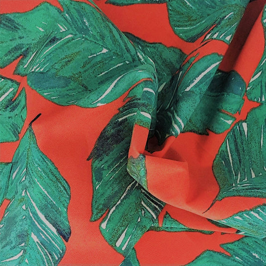Jade Leaves #S Tropical Stretch Woven Print Fabric - SKU 6676