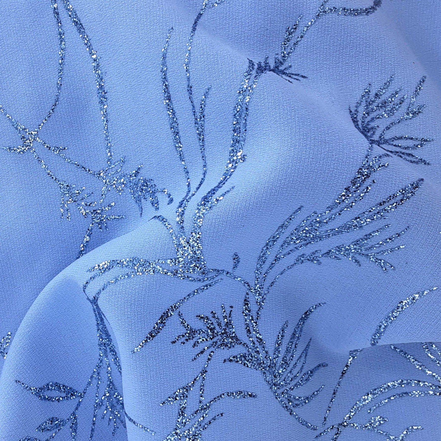 Periwinkle Blue #SX Glitter Vines Metallic Woven Fabric - SKU 6913