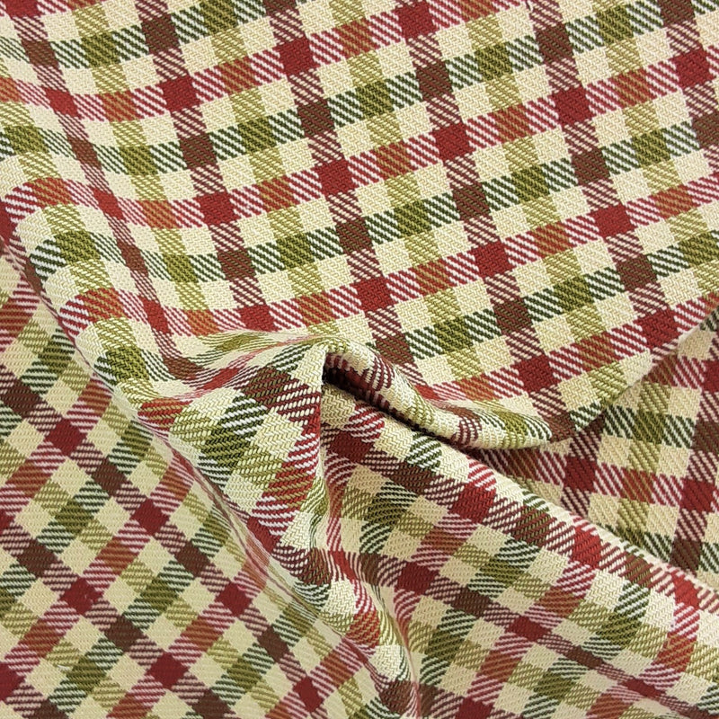 Rust/Kiwi #S908 English Plaid Twill Suiting Woven Fabric - SKU 6626