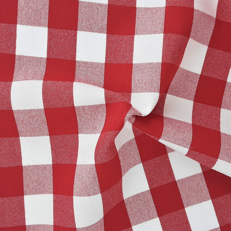 Red Yarn Dye #S907 Buffalo 1" Check Gaberdine Woven Fabric - SKU 6629