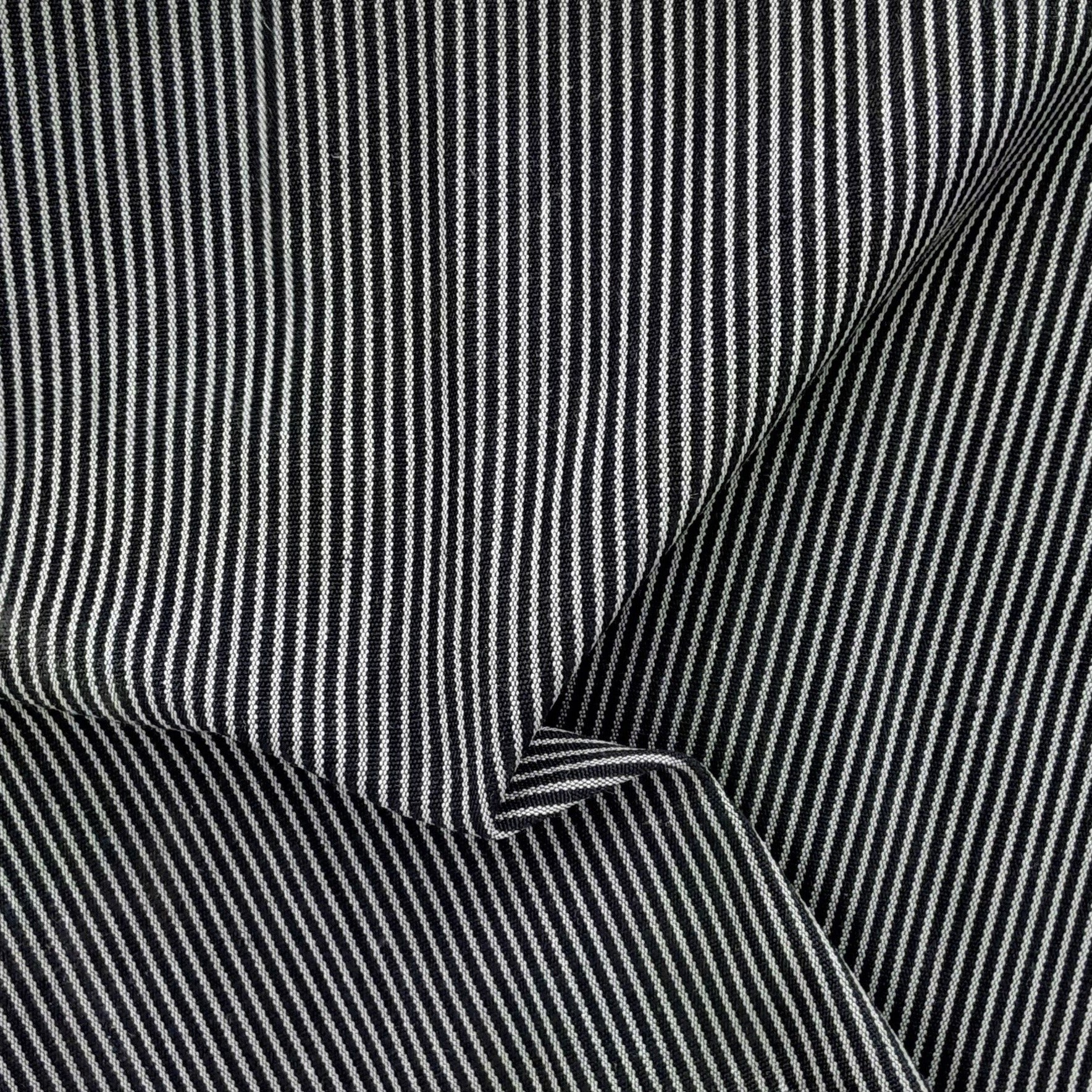 Black/Grey #S Pinstripe Twill 7 Ounce Woven Fabric - SKU 6790