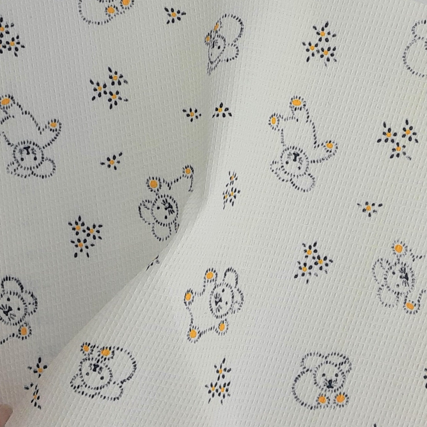 White #U164 Teddy Bear Children's Cotton Print Woven Fabric - SKU 6821B