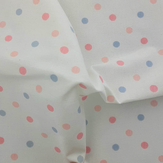 White #U164 Pastel Polka Dot Children's Cotton Print Woven Fabric - SKU 6821A