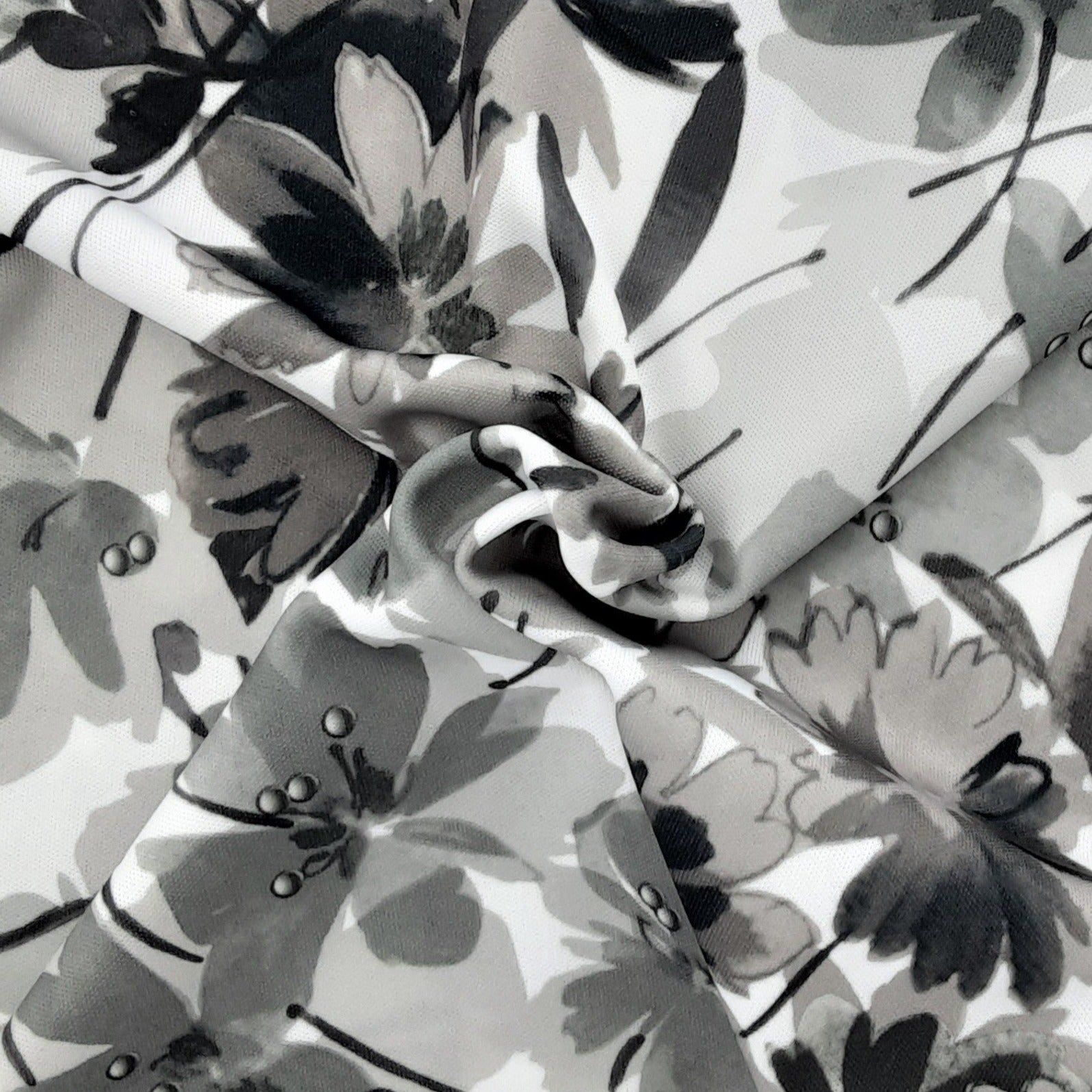 Grey #S/171 Interlock 70 Denier Floral Print Knit Fabric - SKU 6856