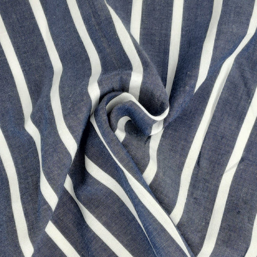 Navy/White #S816/817 Nautic Stripe Shirting Woven Fabric - SKU 6864