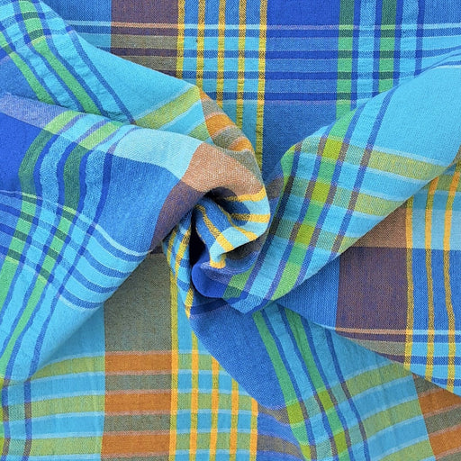 Royal Plaid#SS47 Children's Seersucker Shirting Woven Fabric - SKU 5224 Royal