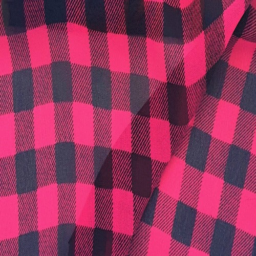 Hot Pink #U160 Checkers Sheer Woven Print Fabric- SKU 6173E