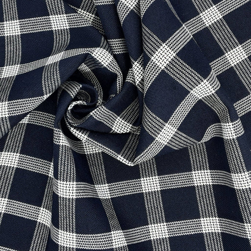 Navy/White #S140 Classic Plaid Suiting Woven fabric - SKU 6930