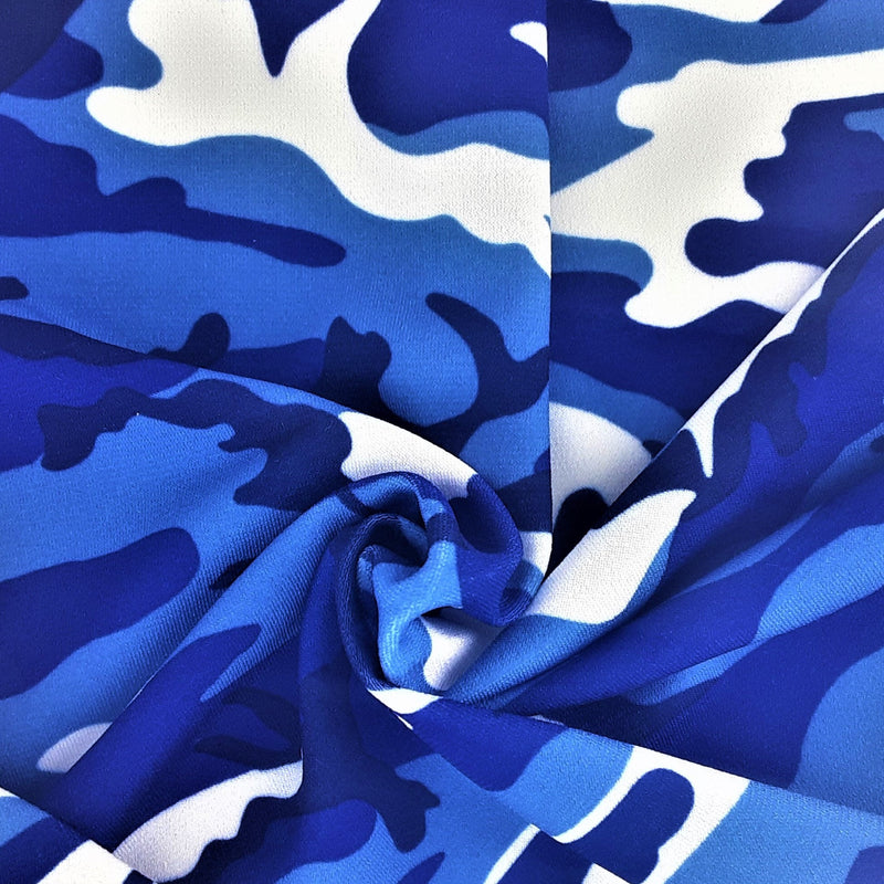 Blue Camo Made In America Jersey Print Knit Fabric - SKU 6988