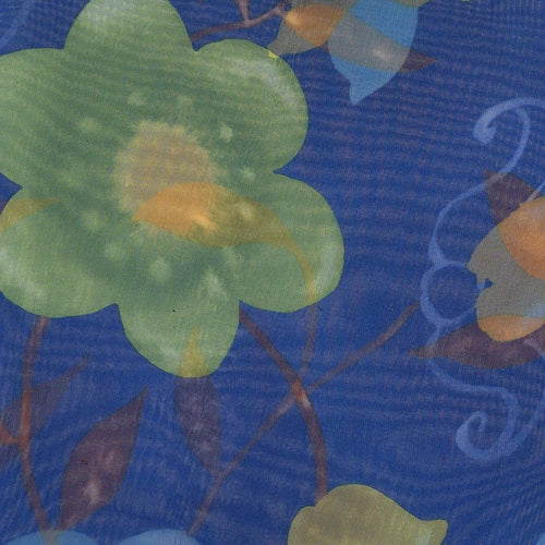 Royal Flower Sheer Print Woven Fabric